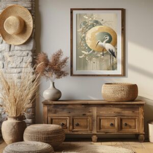 Flying Cranes Japanese Art Print