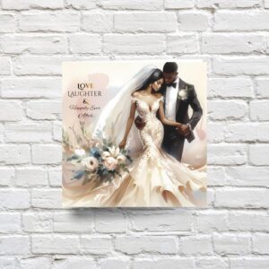 Black Couple Wedding Card: Bride & Groom Illustration, Luxury Newlywed Gift