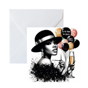 Black Mother Greeting Card, Ethnic Design, Blank Inside