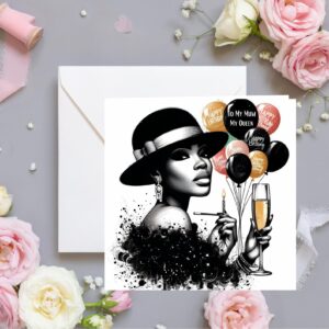 Black Mother Greeting Card, Ethnic Design, Blank Inside