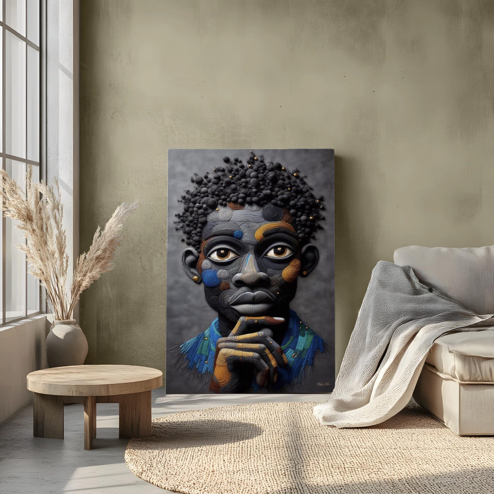 il_1588xN.7842176216_t8pn Black Man Wall Art, Abstract African Portrait,