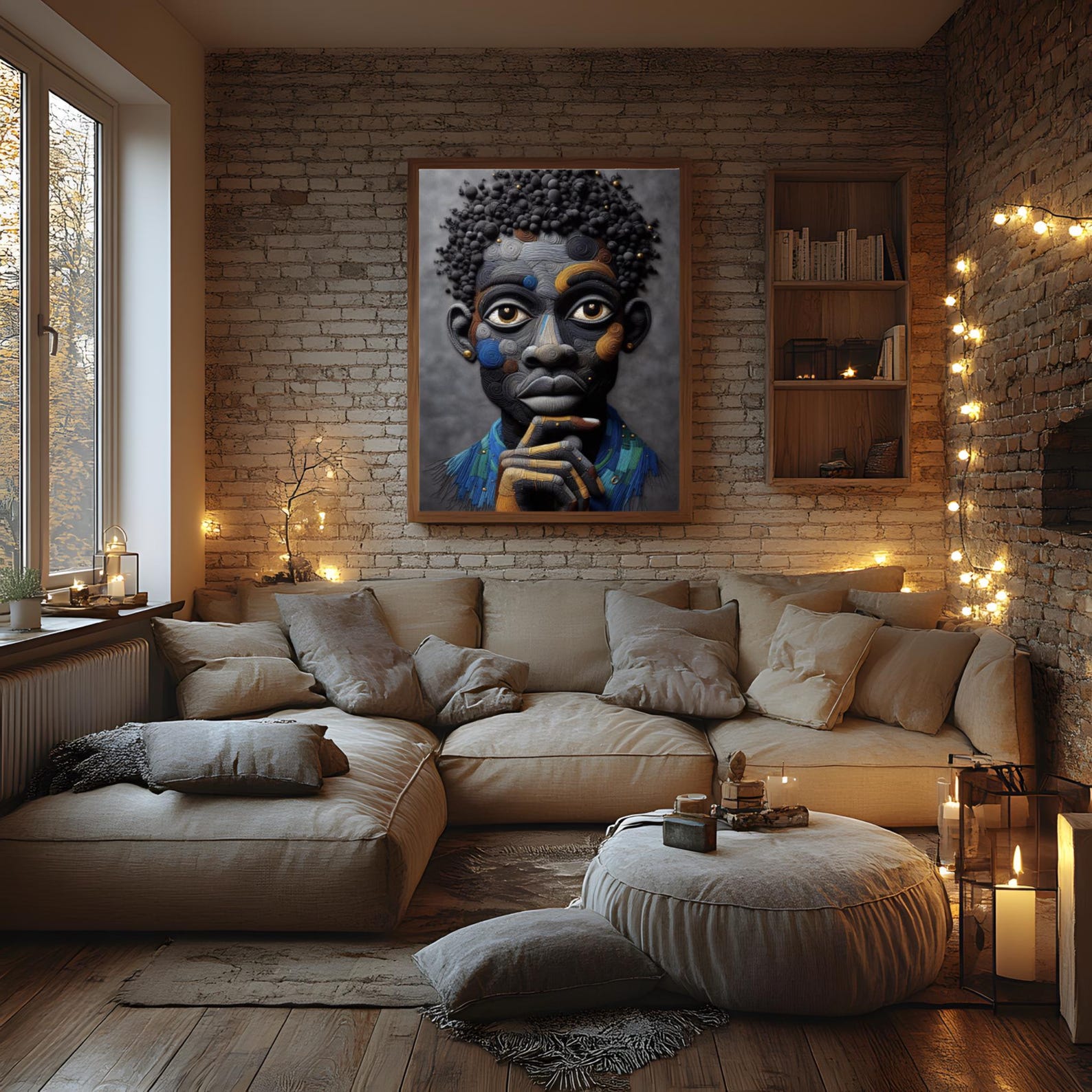 il_1588xN.7842176390_b1ps Black Man Wall Art, Abstract African Portrait,