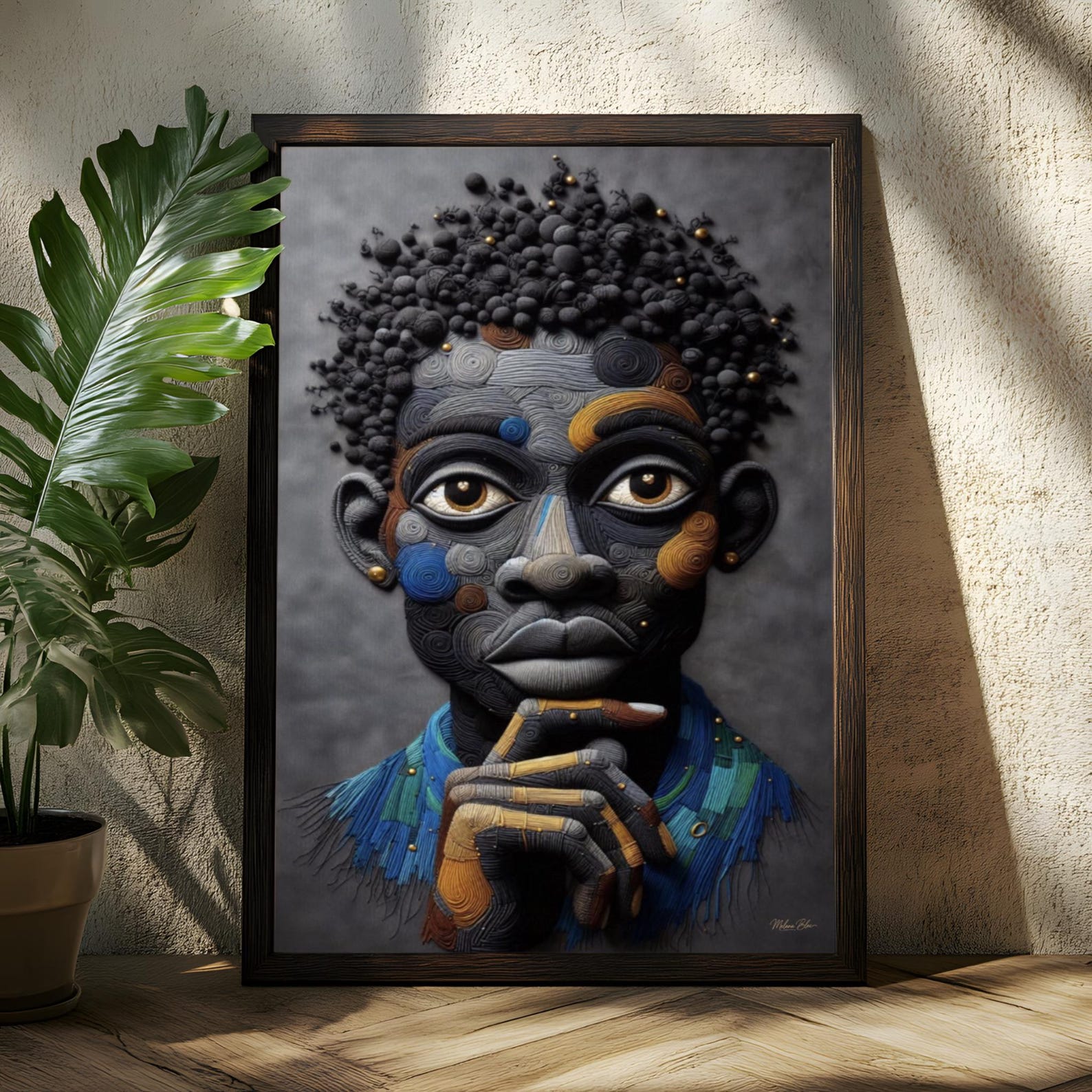 il_1588xN.7842176618_kq5u Black Man Wall Art, Abstract African Portrait,
