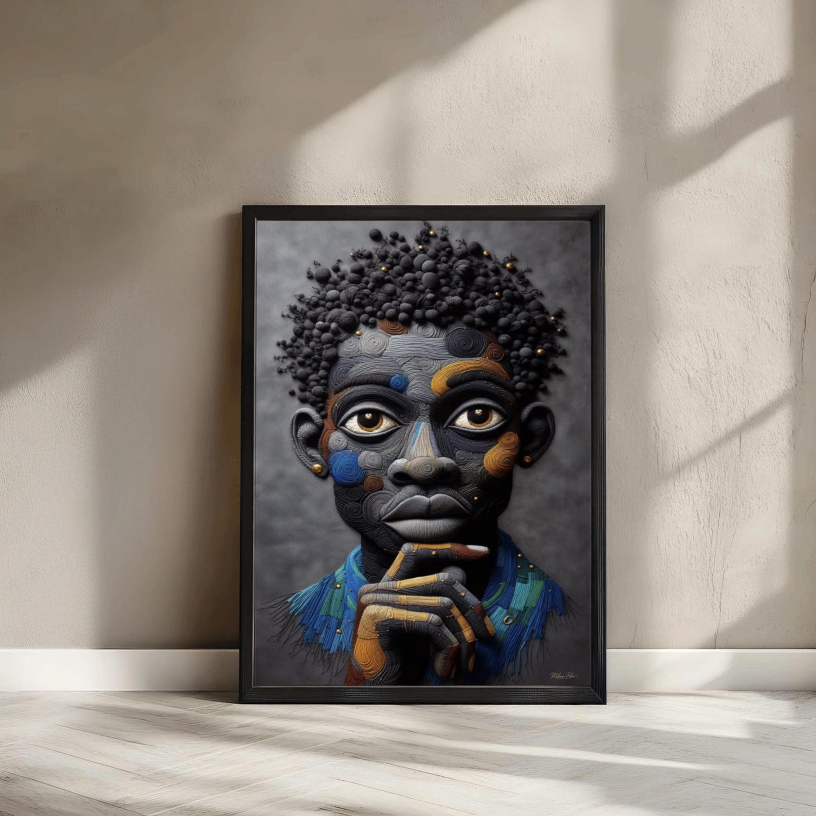 il_1588xN.7890128363_6mz9 Black Man Wall Art, Abstract African Portrait,