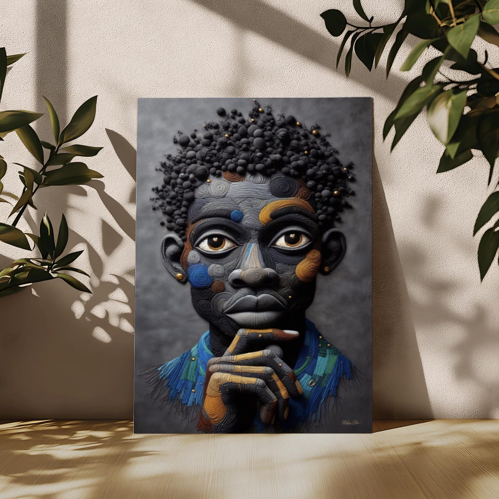 il_1588xN.7890129353_f2qa Black Man Wall Art, Abstract African Portrait,
