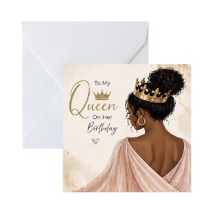 My Queen Birthday Card, Black Woman Birthday Card with Crown