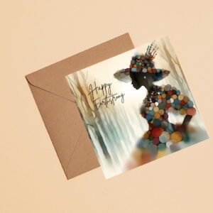 Black Woman Earthstrong Card, Ethnic Design, Blank Inside