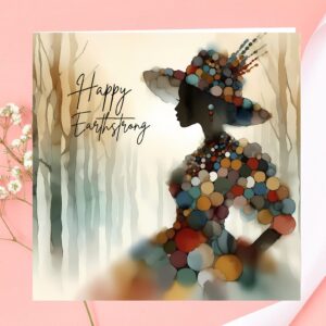Black Woman Earthstrong Card, Ethnic Design, Blank Inside