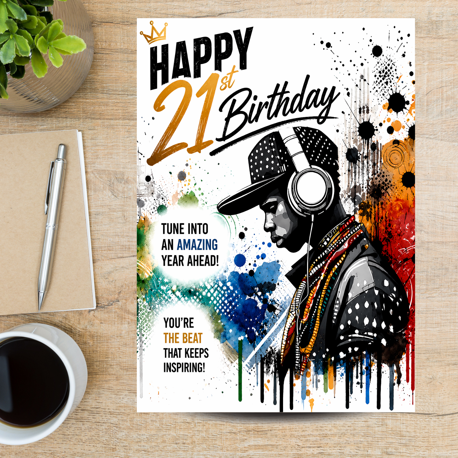 2 21st Hip Hop Style Birthday Card: Urban Style