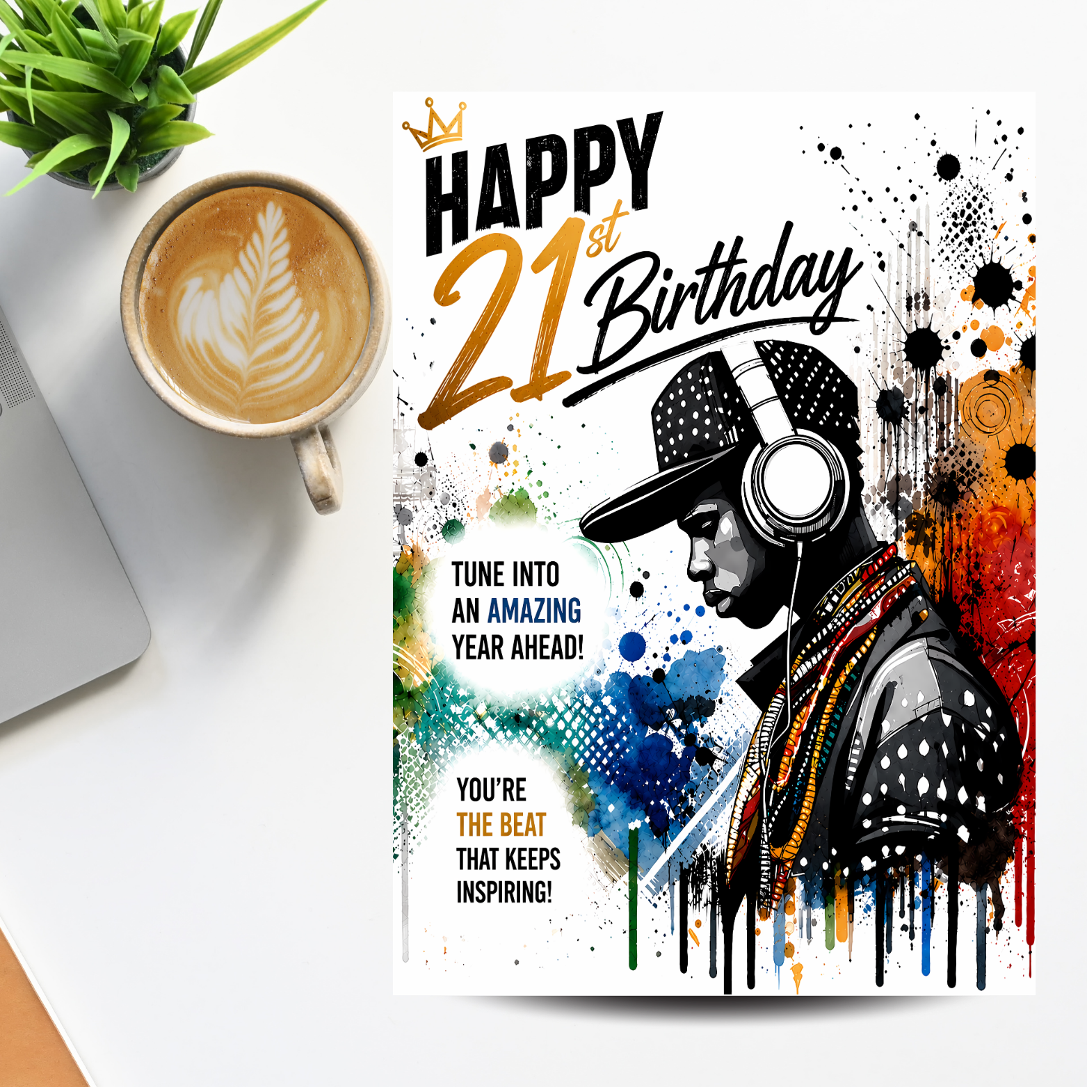 3 21st Hip Hop Style Birthday Card: Urban Style