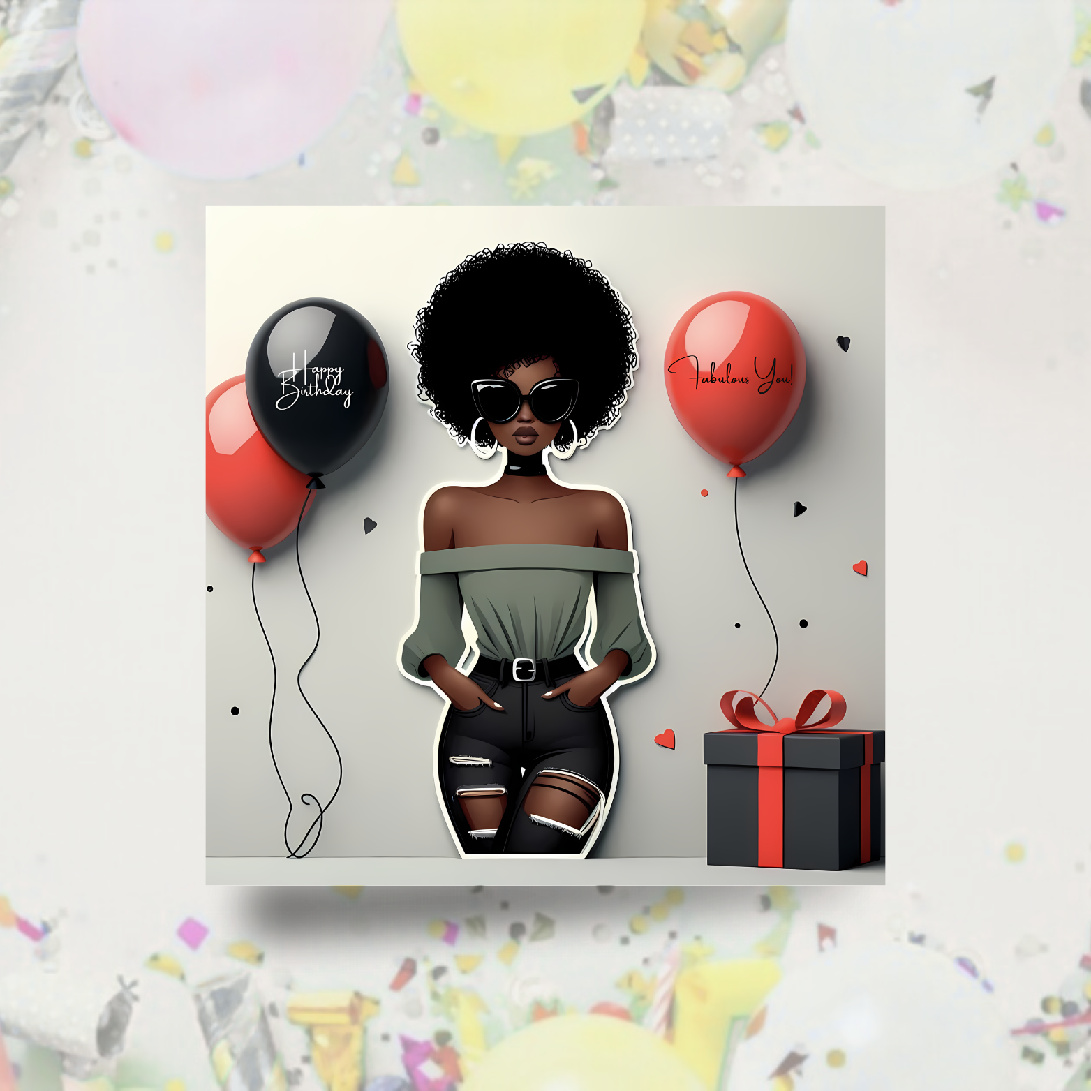 1 Black Woman Elegant Birthday Card for Her