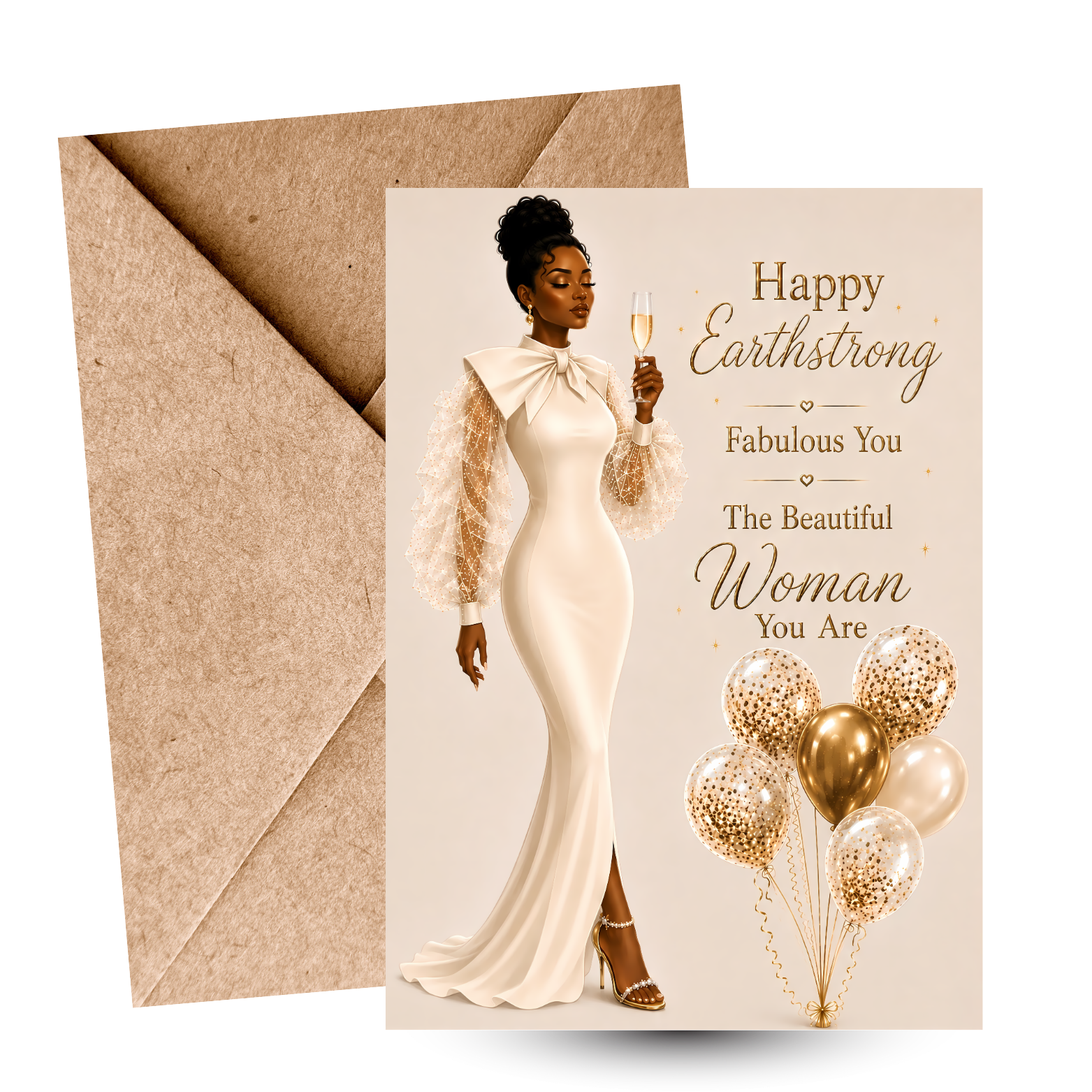 1 Happy Earthstrong Birthday Card | Elegant Black Woman