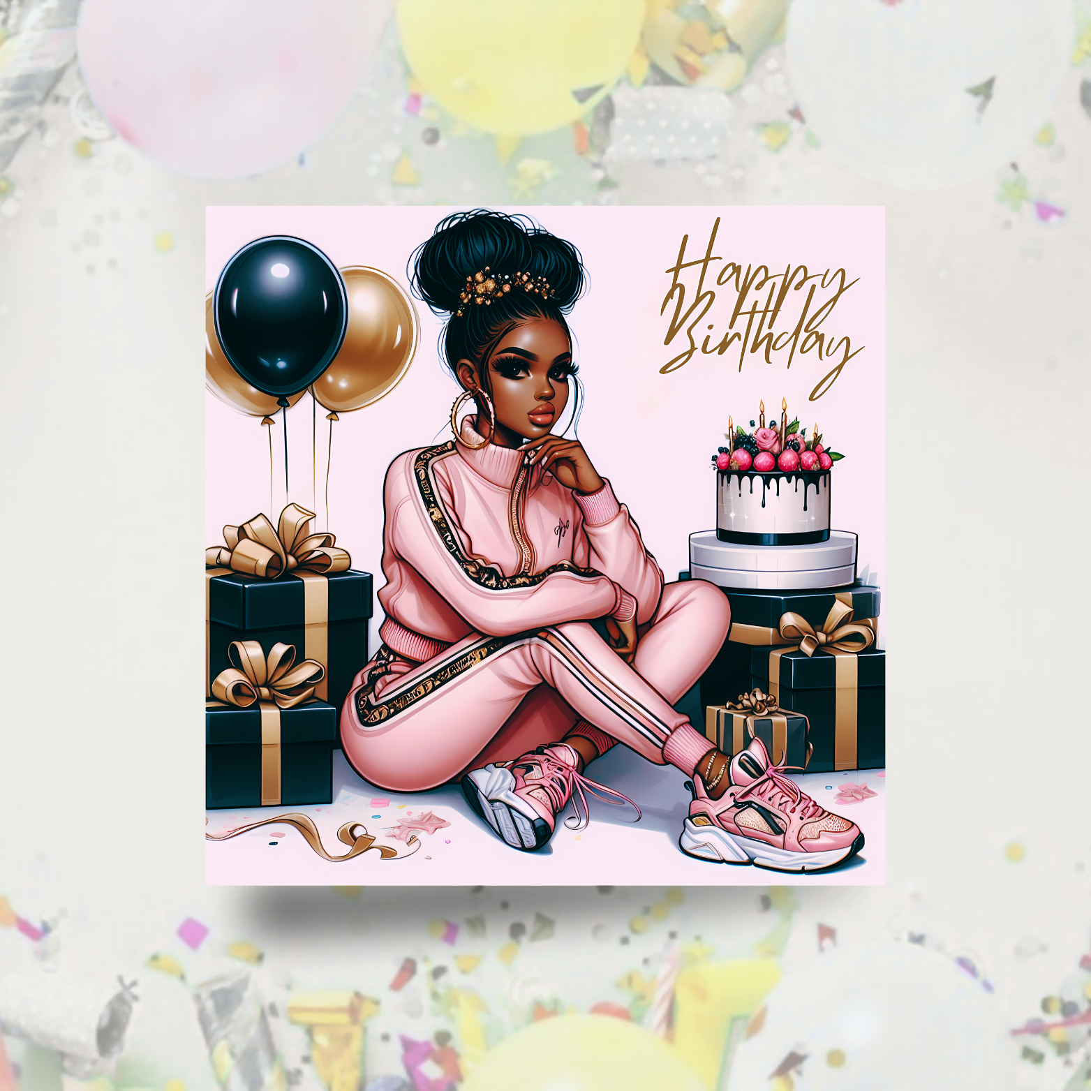 1 Black Sports Girl Birthday Card | Afrocentric Queen