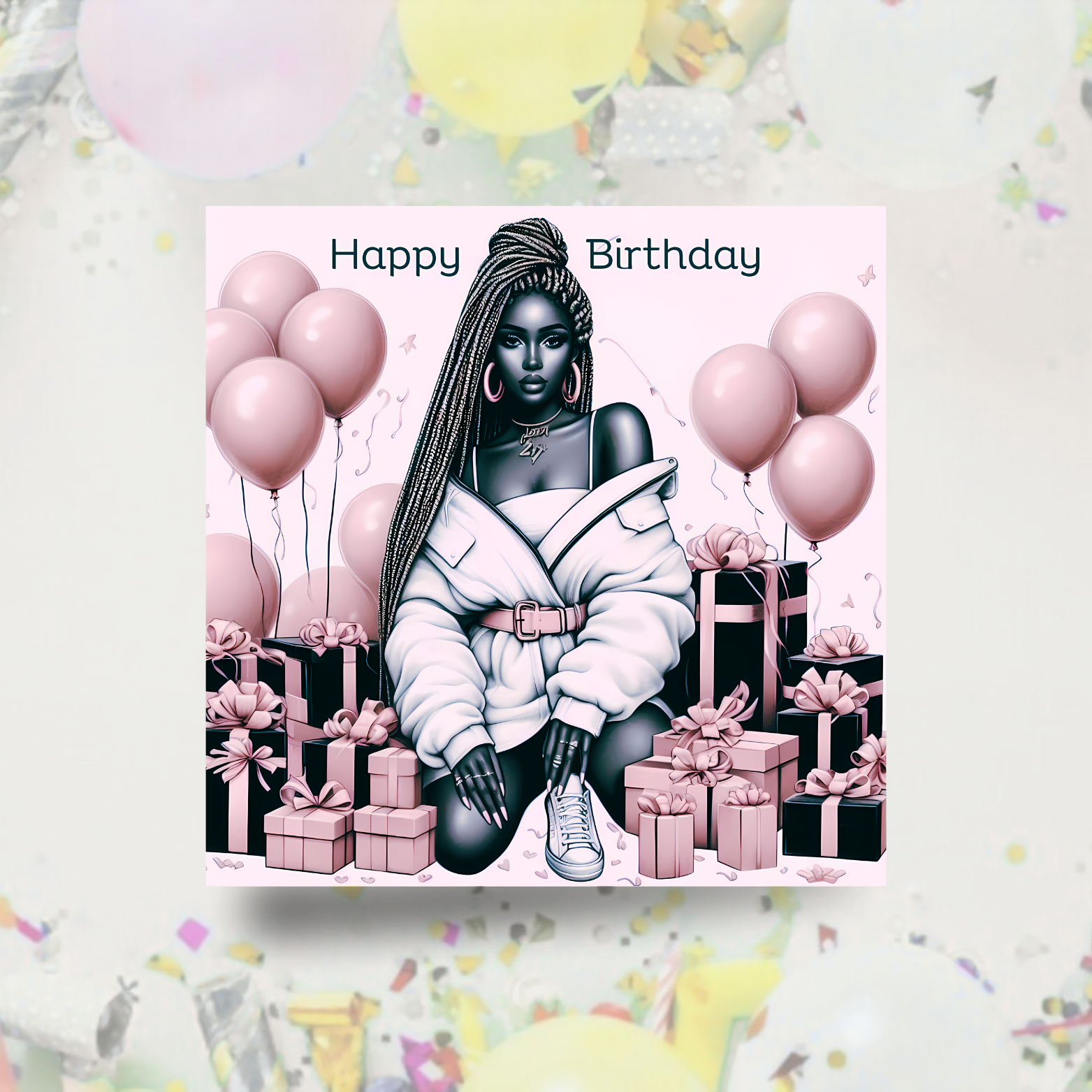 1 Elegant Black Woman Birthday Card | Afrocentric Queen