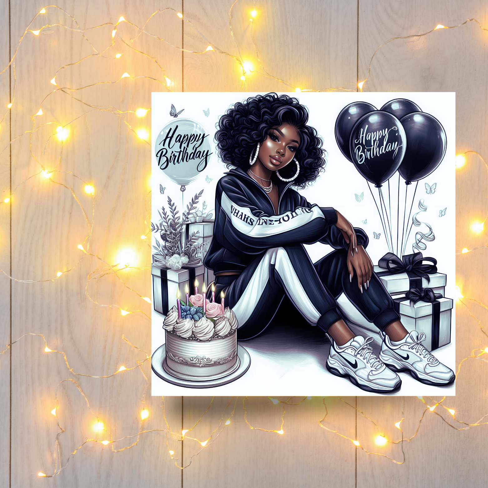 2 Black Sports Girl Birthday Card | Afrocentric Queen