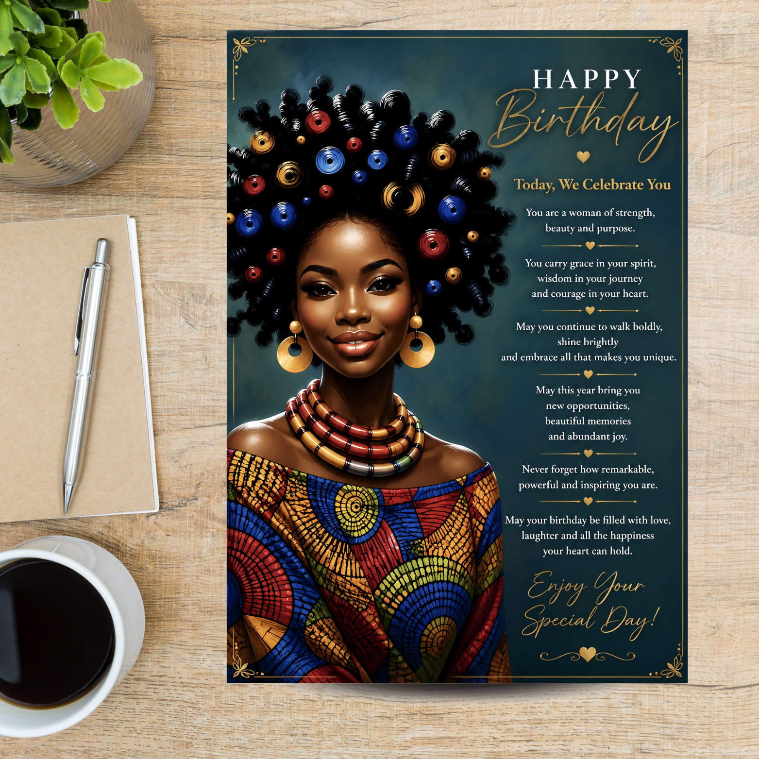 2 Afrocentric Birthday Affirmation Card - We Celebrate You