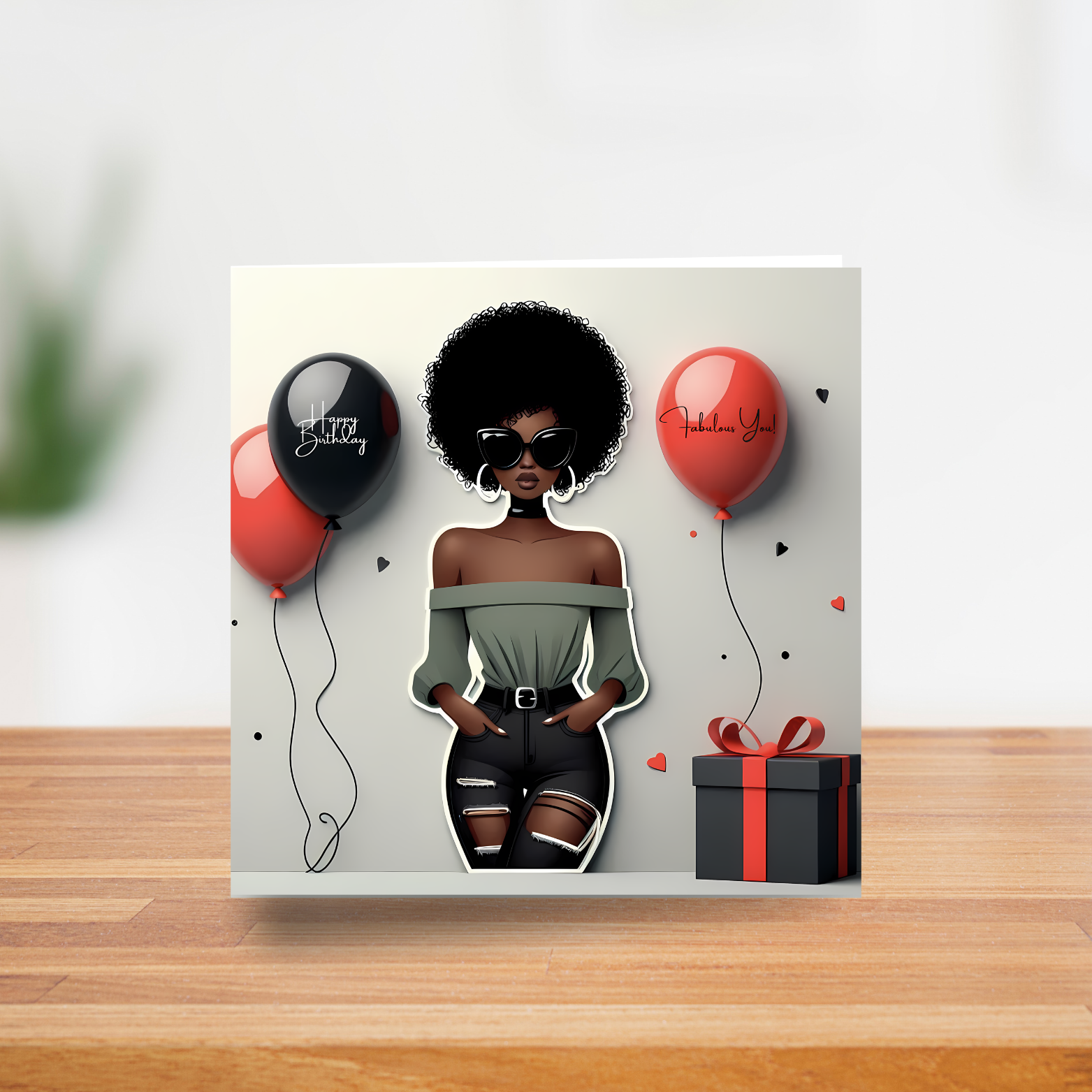 3 Black Woman Elegant Birthday Card for Her