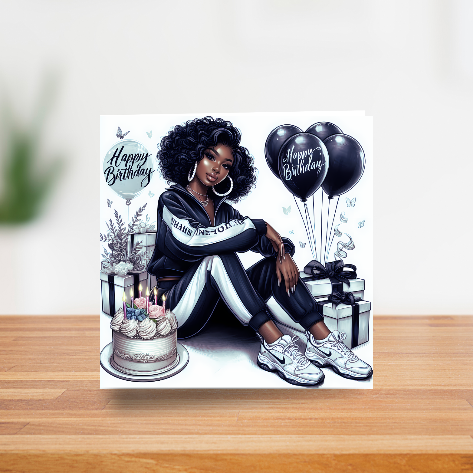3 Black Sports Girl Birthday Card | Afrocentric Queen