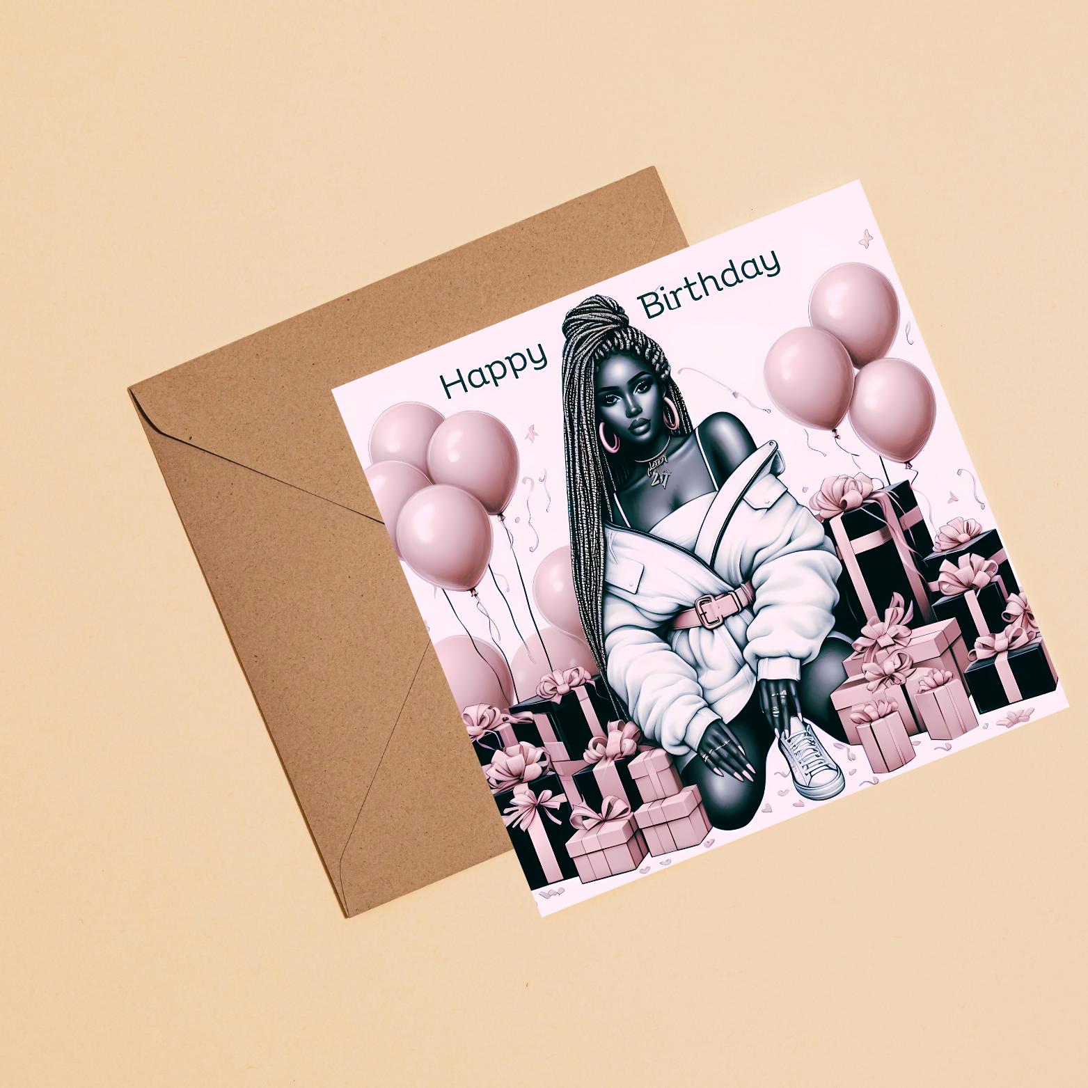 4 Elegant Black Woman Birthday Card | Afrocentric Queen