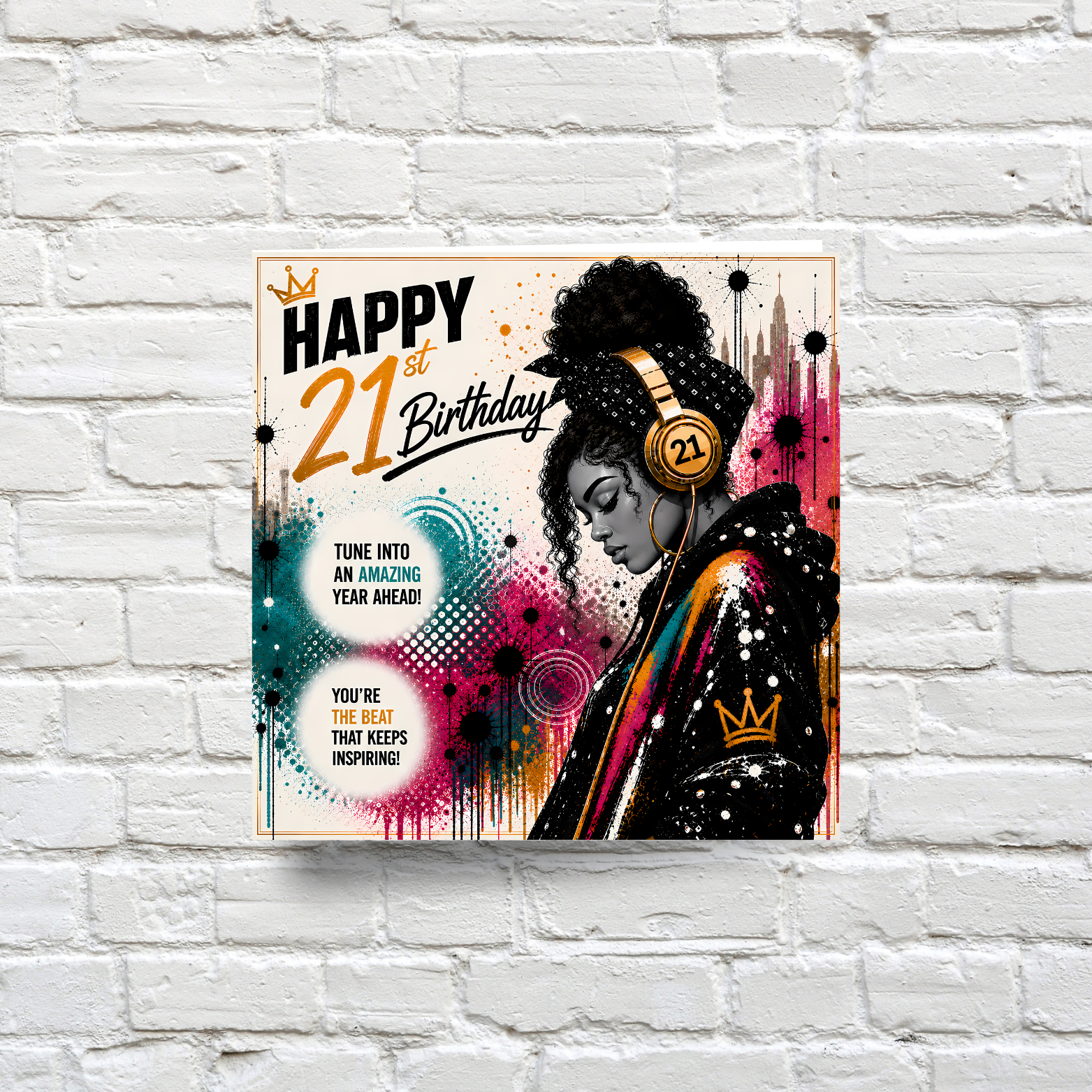 5 21st Birthday Card | Urban Queen Hip Hop Art Card for Her
