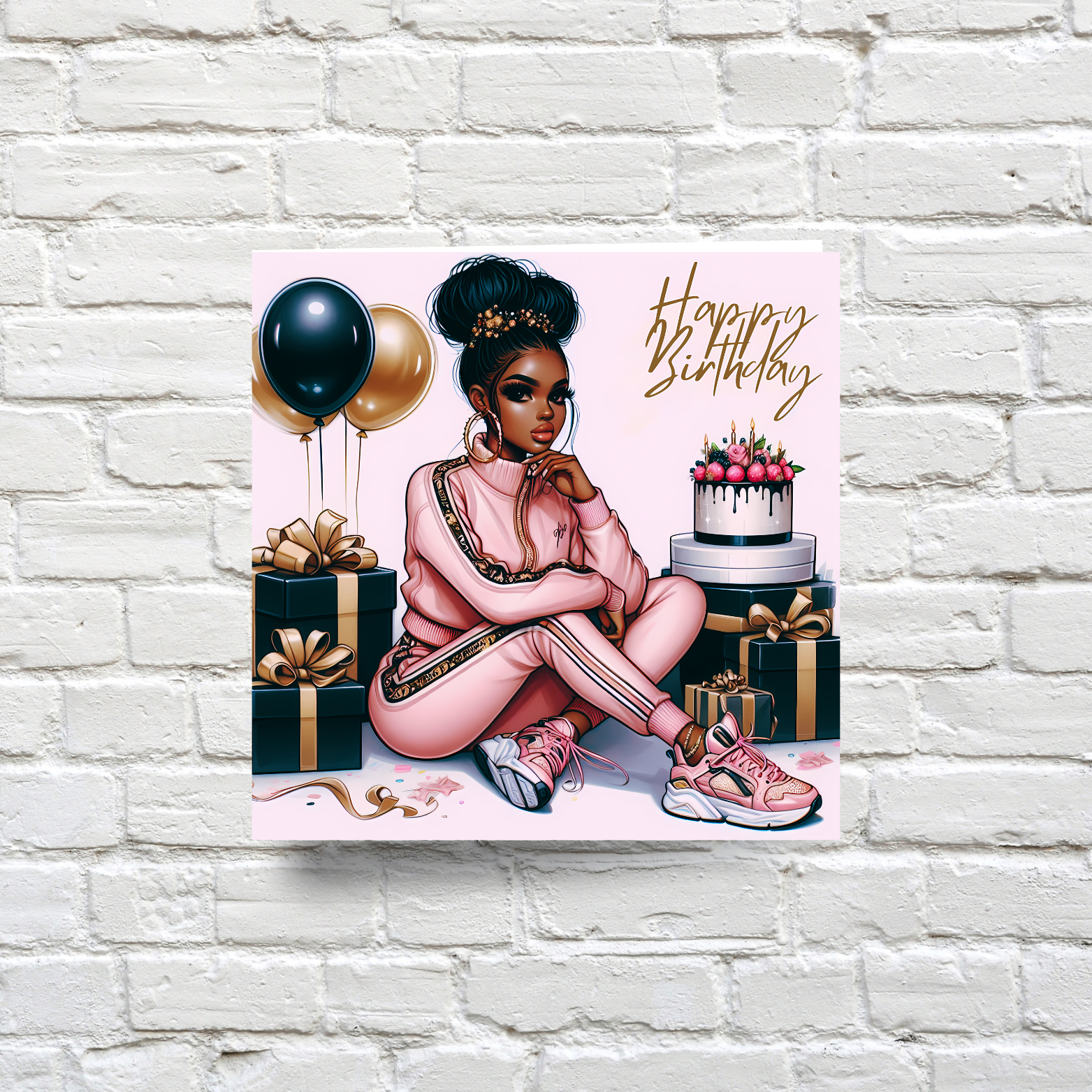 5 Black Sports Girl Birthday Card | Afrocentric Queen