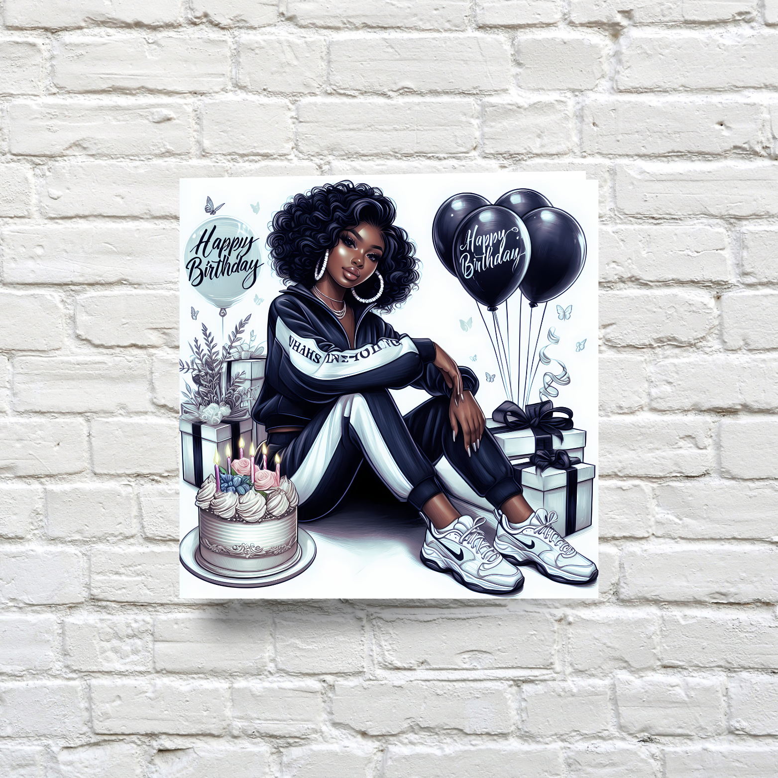 5 Black Sports Girl Birthday Card | Afrocentric Queen