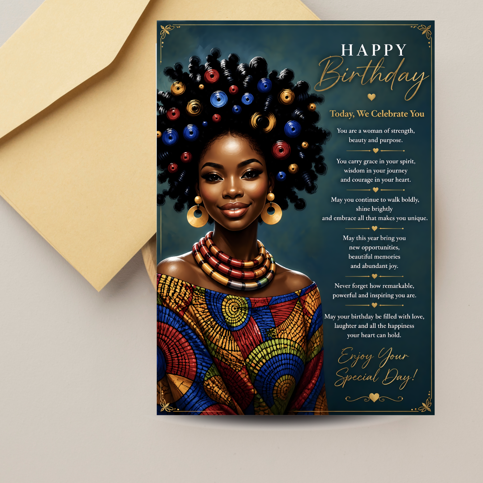 5 Afrocentric Birthday Affirmation Card - We Celebrate You