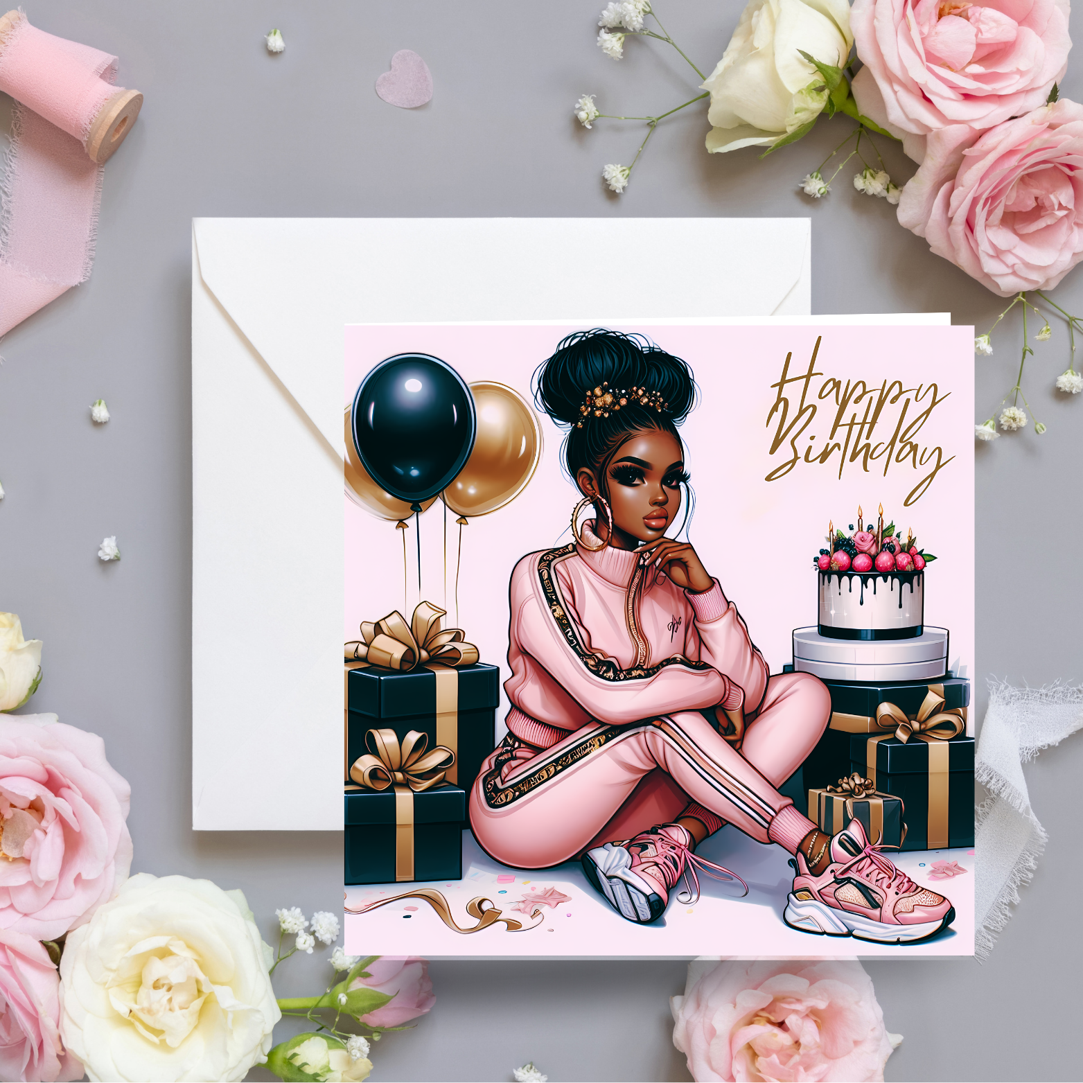 6 Black Sports Girl Birthday Card | Afrocentric Queen