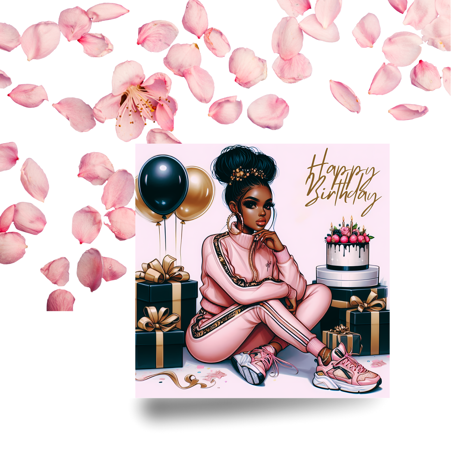 7 Black Sports Girl Birthday Card | Afrocentric Queen