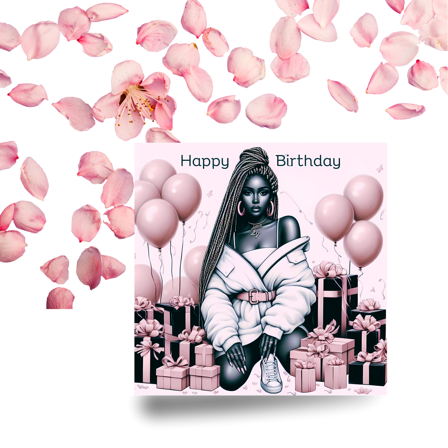 7 Elegant Black Woman Birthday Card | Afrocentric Queen
