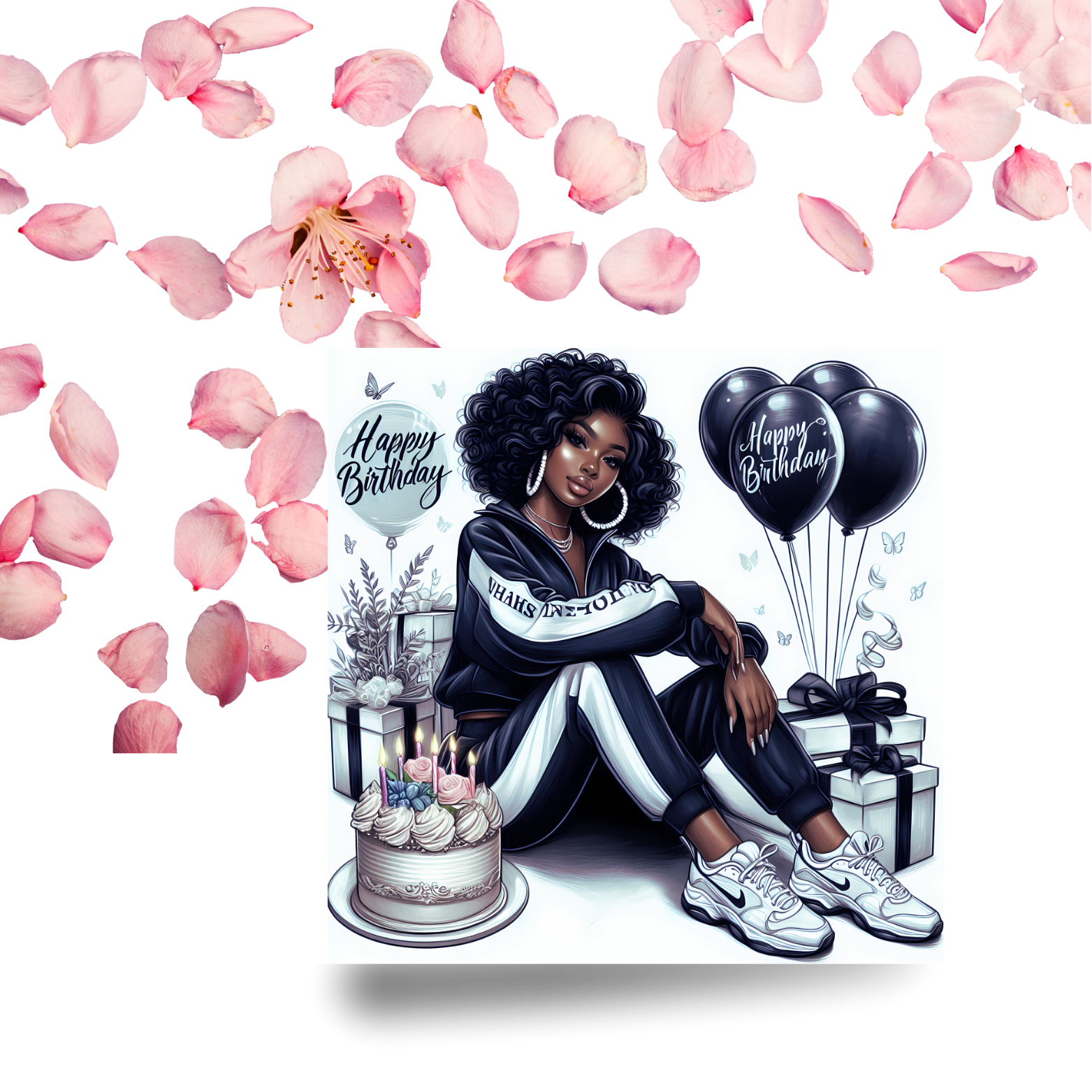 7 Black Sports Girl Birthday Card | Afrocentric Queen