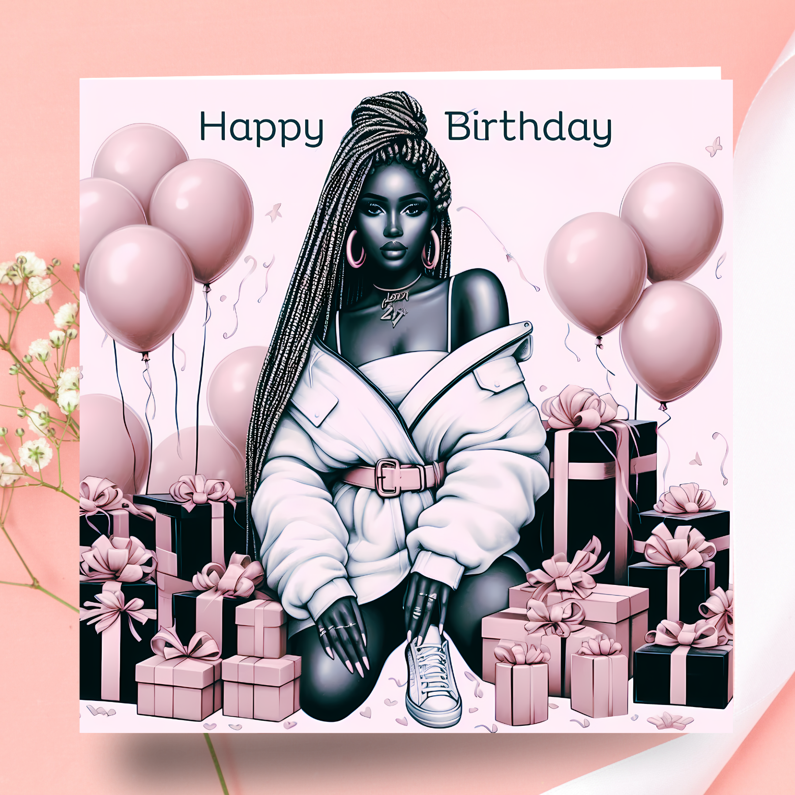 8 Elegant Black Woman Birthday Card | Afrocentric Queen