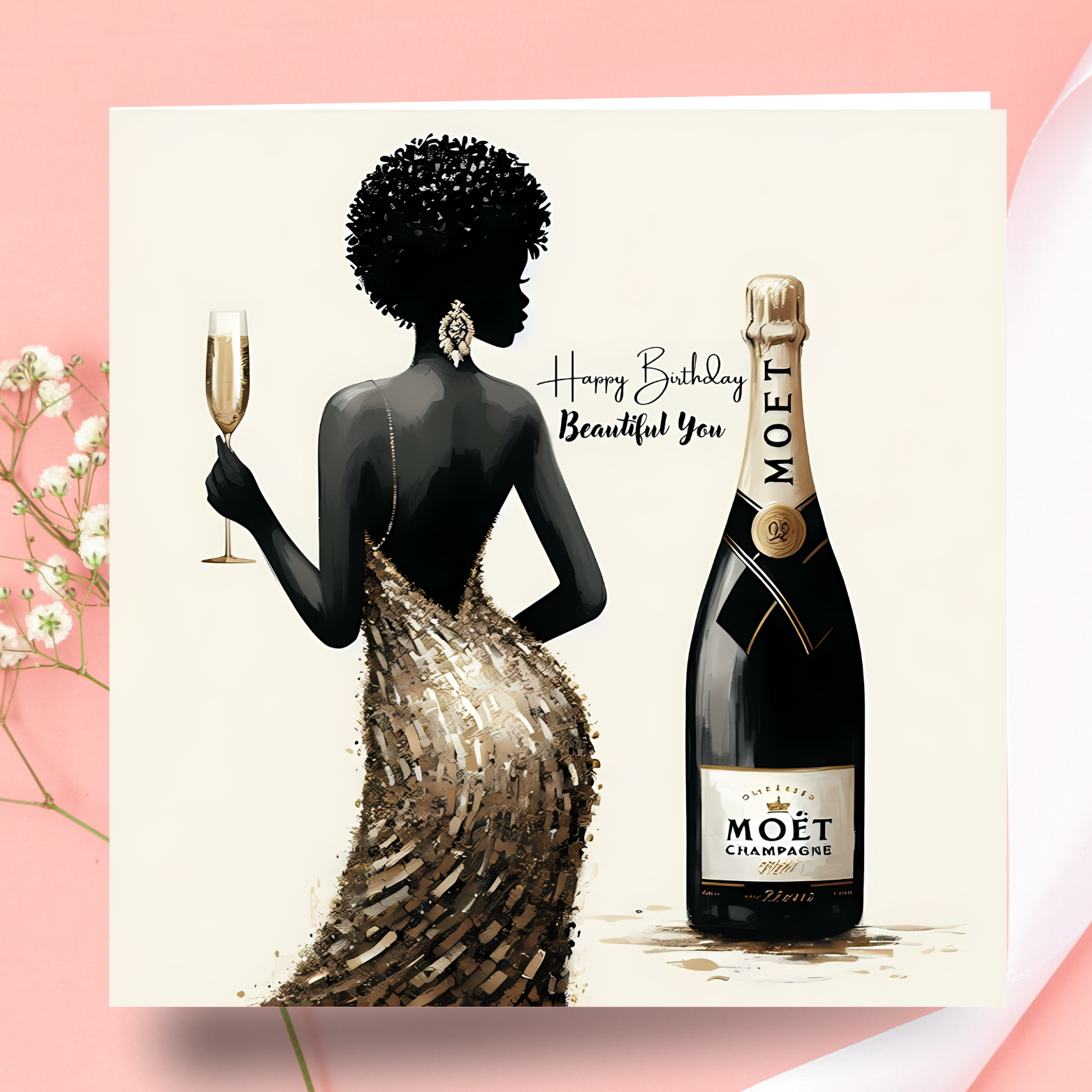8 Elegant Black Woman Birthday Card | Melana Blac Design