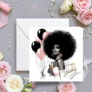 Elegant Birthday Card for Her Sassy Melanin Queen