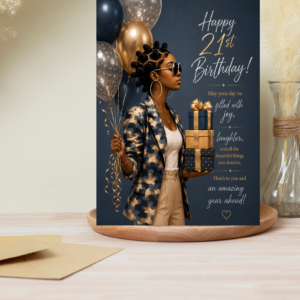 Premium 21st Birthday Card with Elegant Decorative Design