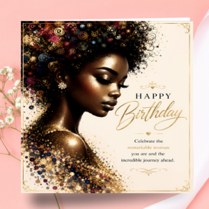 Luxury birthday card for her featuring elegant remarkable woman design