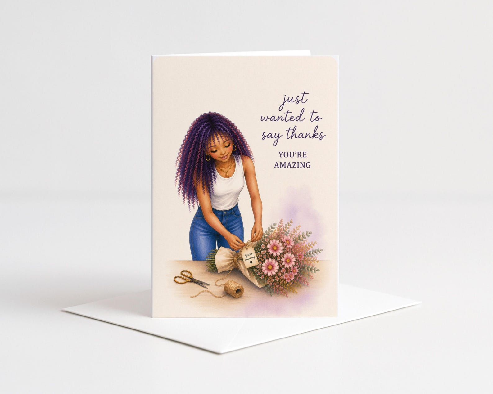 il_1588xN.8304316699_oktj Just Wanted to Say Thanks Card front view