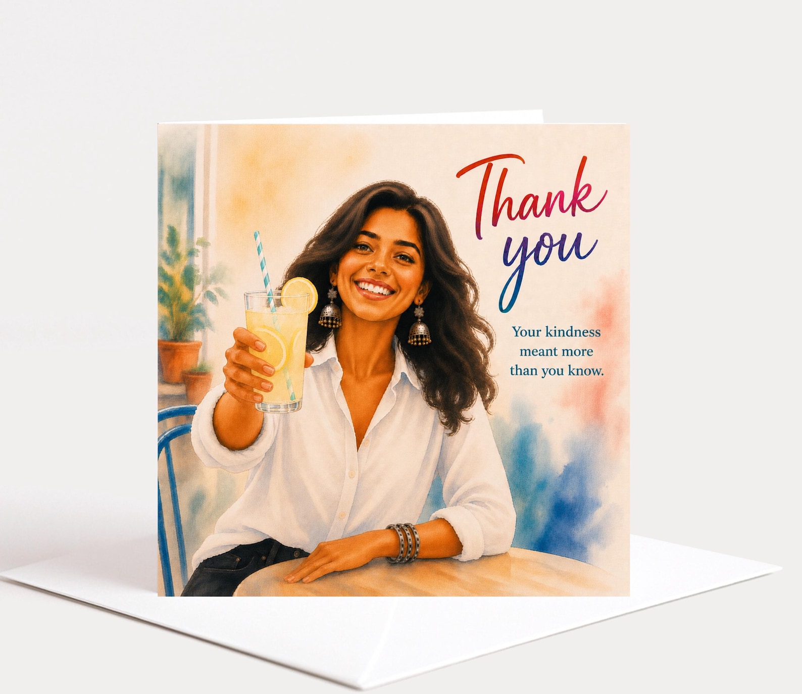 il_1588xN.8364480999_8wcw Indian Woman Thank You Greeting Card with Elegant Design
