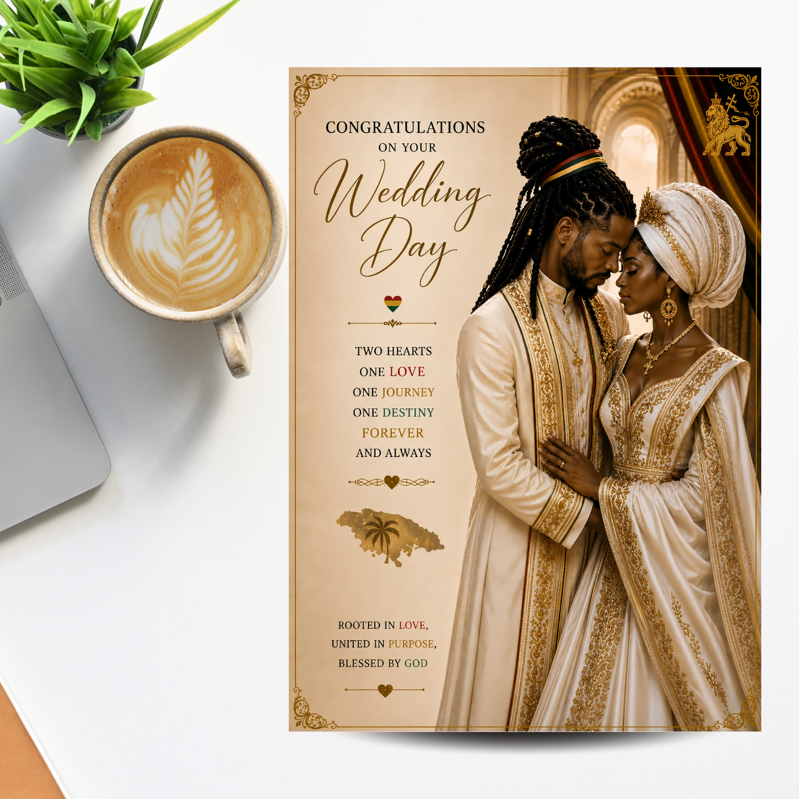 3 Jamaican Nyahbinghi Luxury Wedding Couple Card |