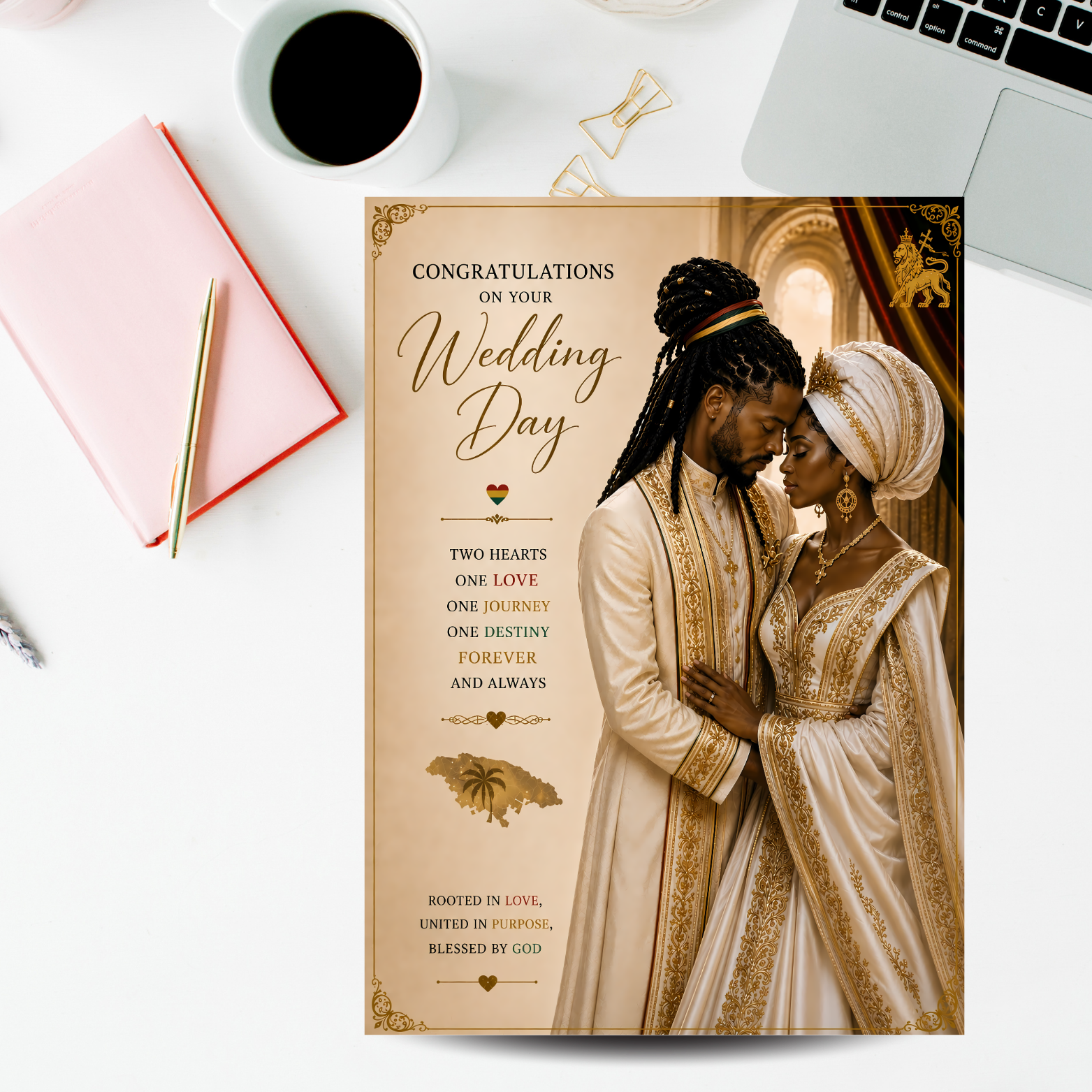 4 Jamaican Nyahbinghi Luxury Wedding Couple Card |