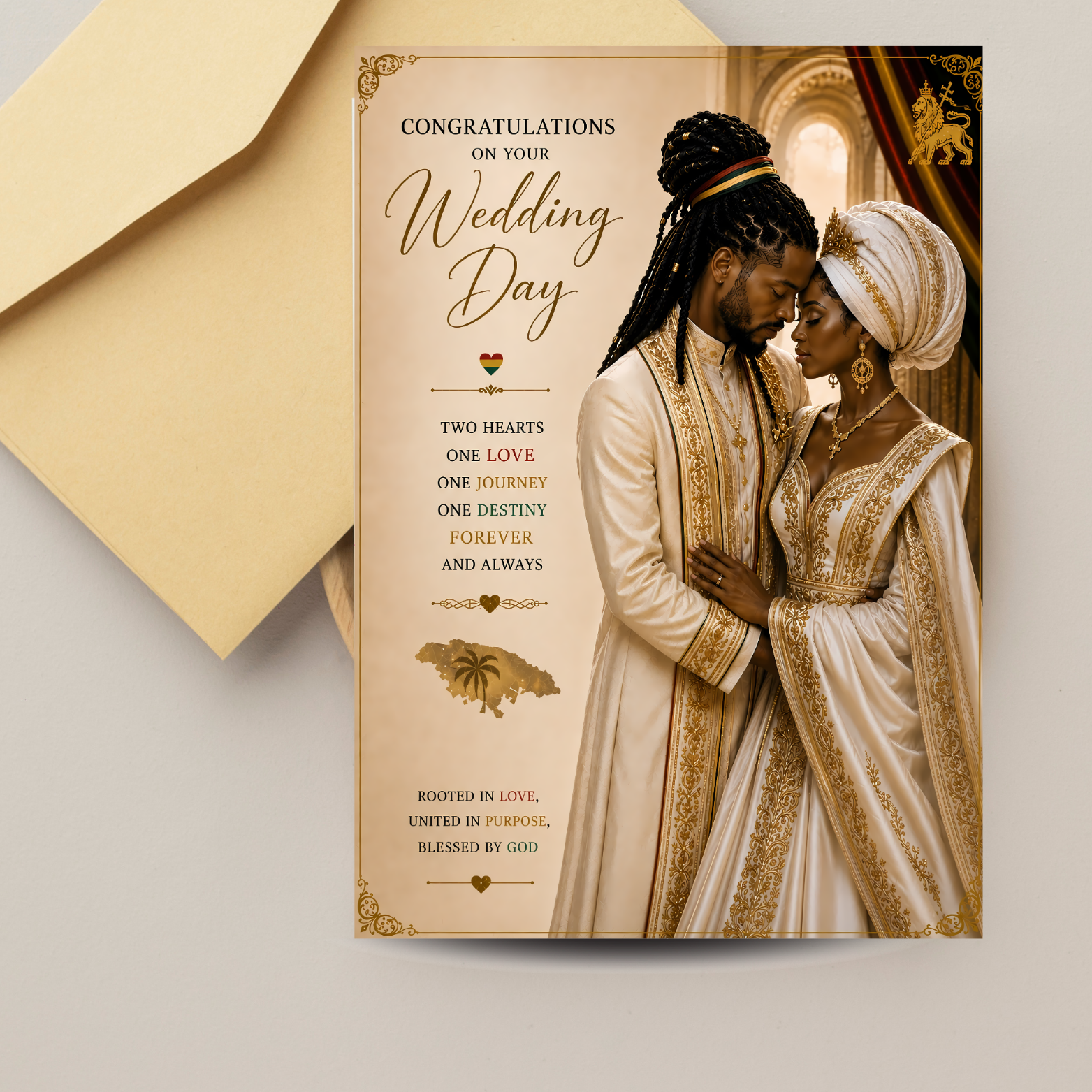 5 Jamaican Nyahbinghi Luxury Wedding Couple Card |