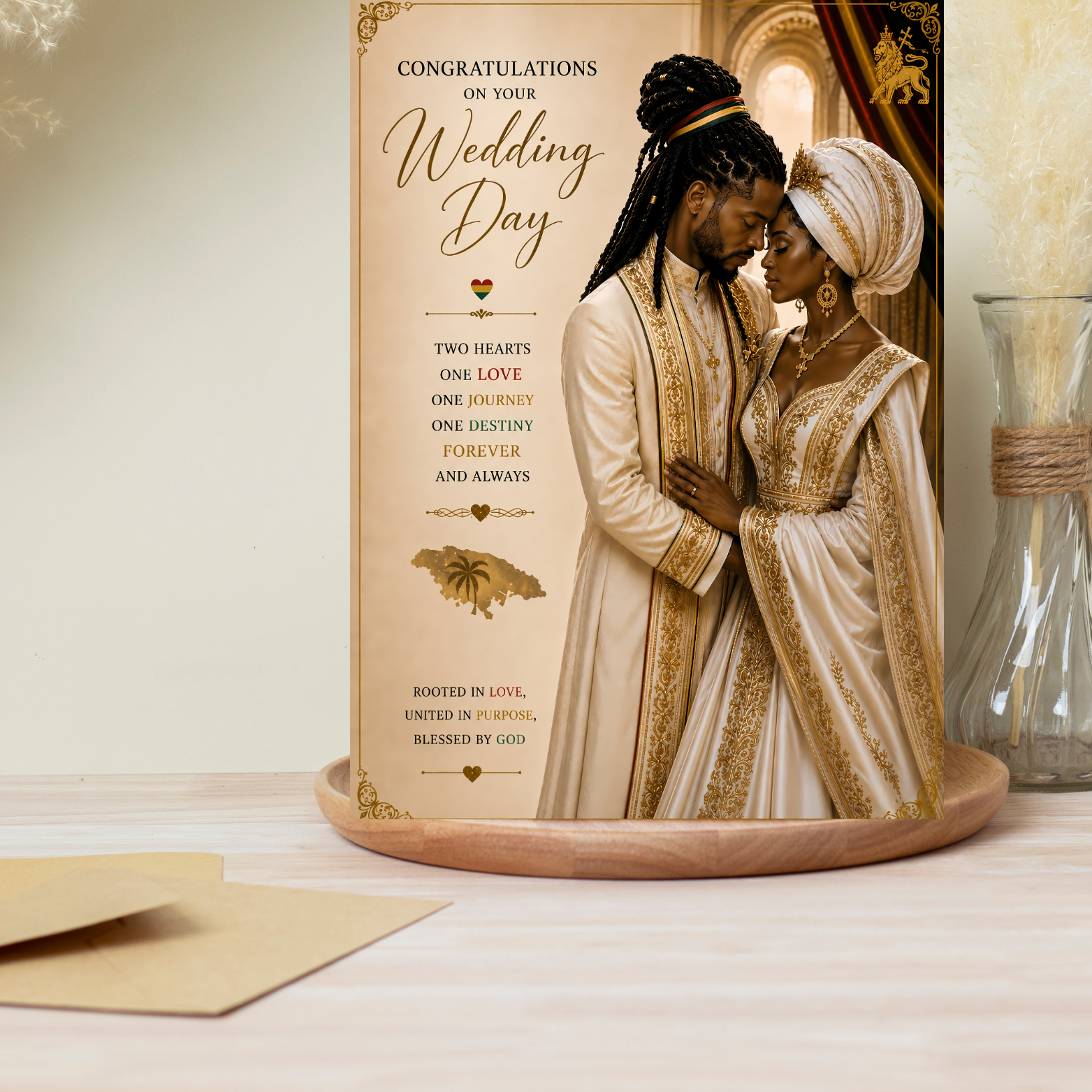 7 Jamaican Nyahbinghi Luxury Wedding Couple Card |