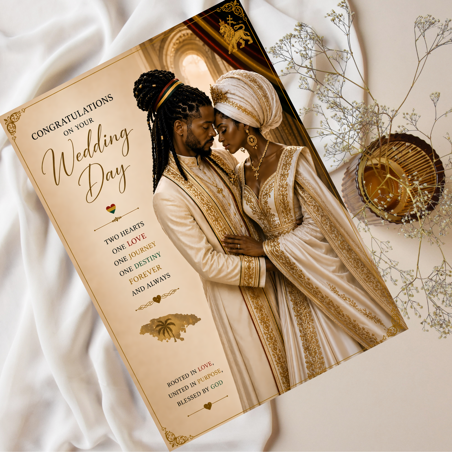 8 Jamaican Nyahbinghi Luxury Wedding Couple Card |