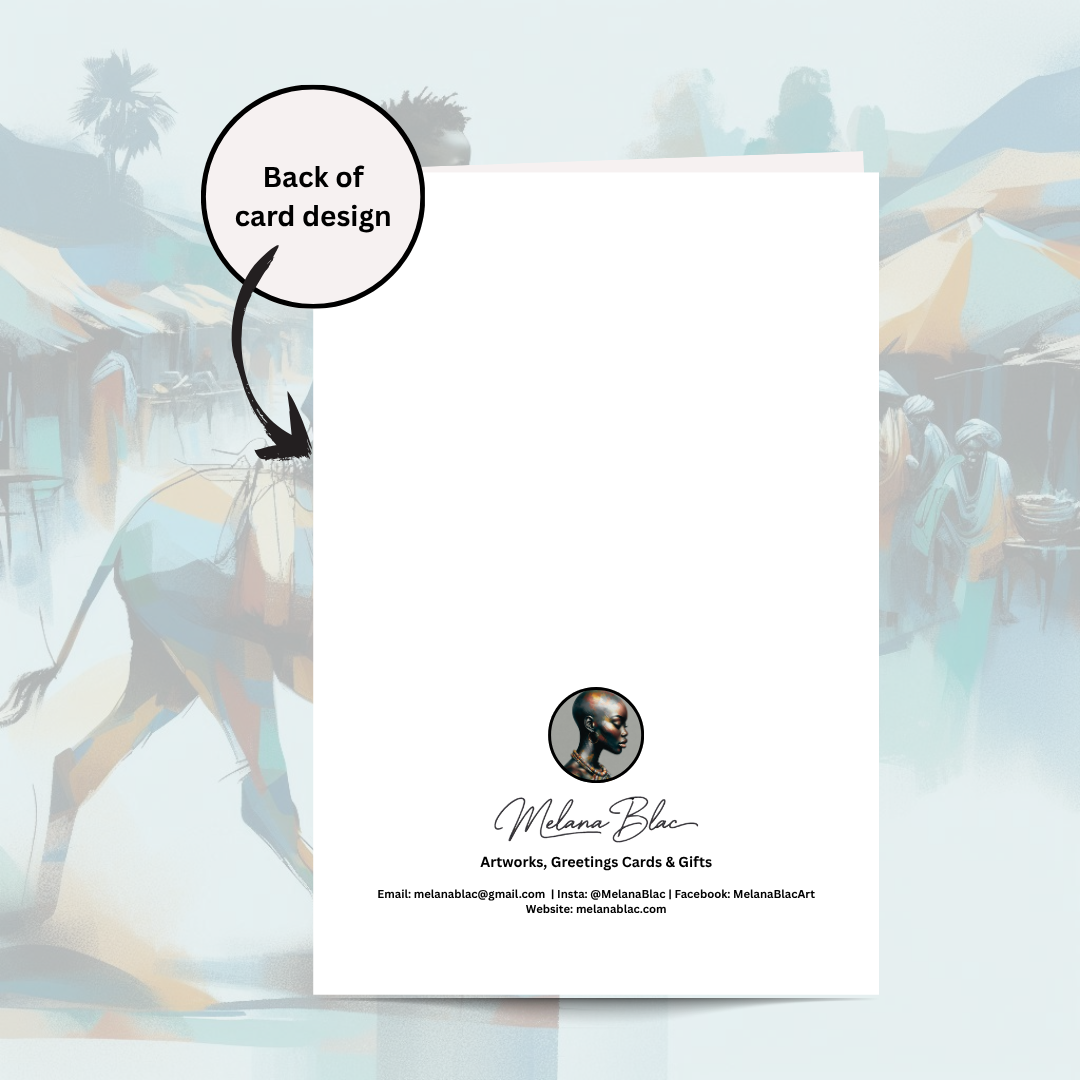 All Black - Back of card - rectangle Black Couple Wedding Card: Bride & Groom Illustration
