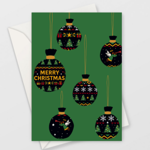 Christmas Baubles Card – Afro Caribbean Inspired (Green)