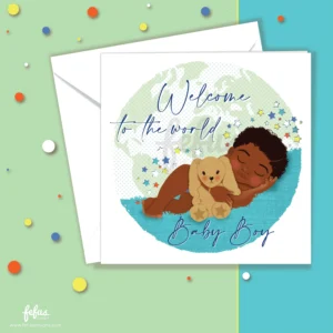 New Baby Boy Card | Newborn Brown Baby Congratulations