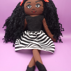 Amaris Handmade Black Girl Fabric Doll