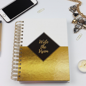 WRITE THE VISION BLACK, WHITE AND GOLD PLANNER