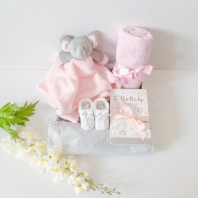 Pink Elephant baby comforter gift set
