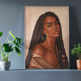 Beautiful Braided Black Girl Wall Art